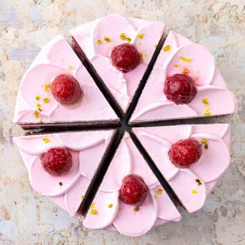 【限定品】ラズベリーとショコラのフラワーケーキ（カット済）