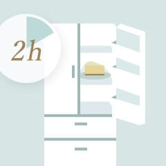 通常4時間の解凍時間を2時間で召し上がると、ひんやりフローズンスイーツに。